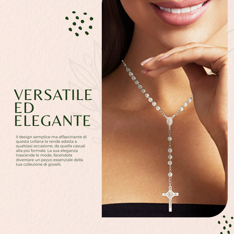 AMEN Collana Rosario in Argento 925, Gioiello Elegante e Raffinato - Lunghezza 50 + 3 cm