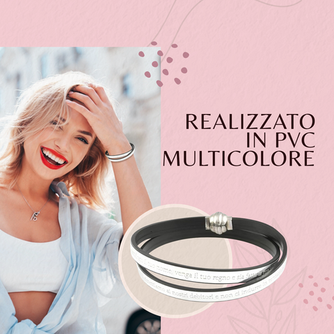 AMEN Bracciale in Pelle con Preghiera Padre Nostro Religioso Giallo con Dettagli Argento Elegante per Uomo e Donna, TPNIT20-36