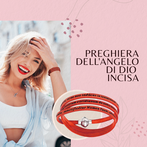 Amen Bracciale Donna Pelle e Argento 925, Gioiello Religioso Elegante, Collezione Padre Nostro, PNLA23