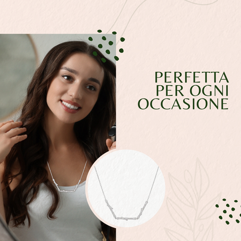 AMEN Collana Donna in Argento 925 con Zirconia Cubica | Gioiello Elegante e Raffinato | Accessorio Brillante, CLT