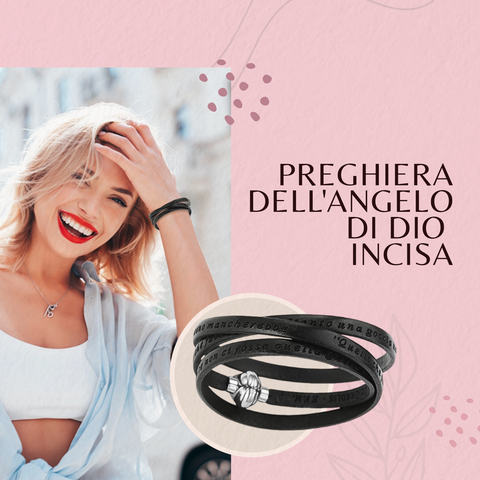 AMEN Bracciale Donna in Pelle Madre Teresa di Calcutta con Chiusura Clip e Simbolo Religioso, MTC02-60