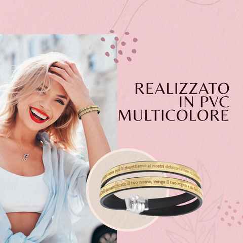 AMEN Bracciale PVC Giallo con Preghiera Padre Nostro Gioiello Religioso Unisex, TPNIT19