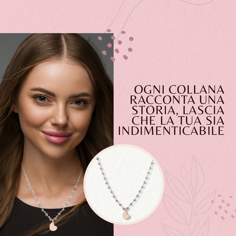 AMEN Collana Donna 70 cm – Argento Placcato Oro Rosa con Labradorite, Elegante e Raffinata, LA70RCU