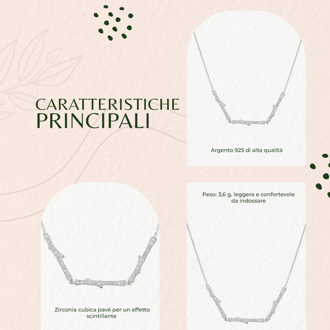 AMEN Collana Donna in Argento 925 con Zirconia Cubica | Gioiello Elegante e Raffinato | Accessorio Brillante, CLT
