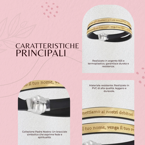 AMEN Bracciale PVC Giallo con Preghiera Padre Nostro Gioiello Religioso Unisex, TPNIT19