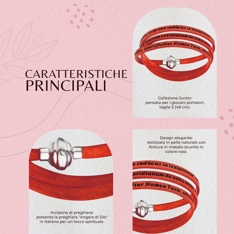 Amen Bracciale Donna Pelle e Argento 925, Gioiello Religioso Elegante, Collezione Padre Nostro, PNLA23