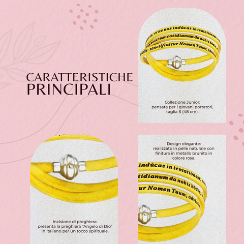 Amen Bracciale Donna in Pelle Padre Nostro Latino, Gioiello Religioso Elegante per Fede e Stile, PNLA11