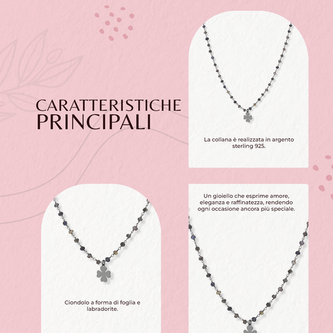 AMEN Bracciale Donna Romance in Argento 925 – Ciondolo Quadrifoglio, Elegante e Portafortuna, IO90NQ