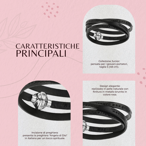 AMEN Bracciale Donna in Pelle Madre Teresa di Calcutta con Chiusura Clip e Simbolo Religioso, MTC02-60
