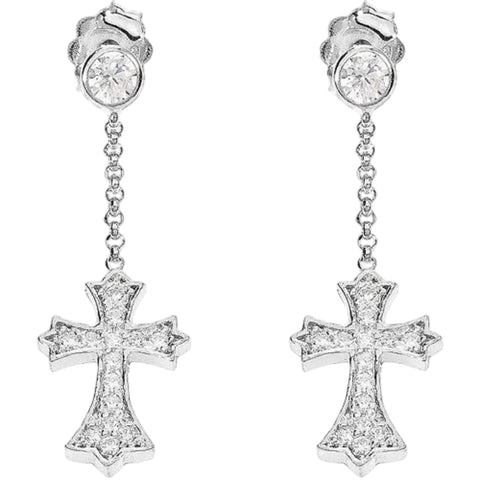 AMEN Orecchini Croce Donna in Argento 925 con Zirconia Trasparente | Gioielli Eleganti e Raffinati, ORCZB