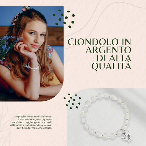 AMEN Bracciale Junior Angelo di Dio con Perle di Murano e Ciondolo in Argento – Elegante Accessorio per Bambina, ADJBI