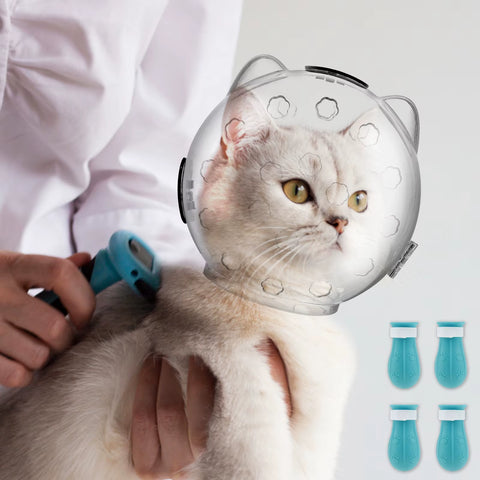Cat Muzzle Anti-Bite Breathable Protective Space Hood Mask Cover Muzzle Helmet Cat Grooming Transparent Space Hood Pets Supplies