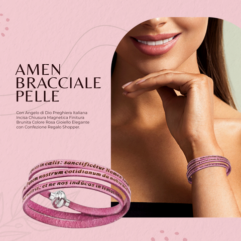AMEN Bracciale Donna Pelle e Argento 925, Gioiello Elegante con Chiusura, Accessorio Moda Raffinato, PNLA18
