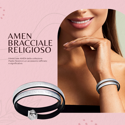 AMEN Bracciale Religioso in Argento 925 con Termoplastico e Chiusura Magnetica – Elegante Accessorio Donna, TPNIT26