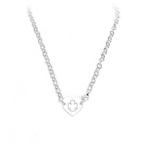 AMEN Collana Cuore Donna in Argento 925 – Collezione Angeli con Zirconi Brillanti, Elegante e Romantica, CTI1