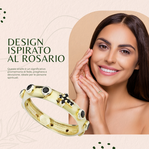 AMEN Rosario Argento 925 con Zirconi e Pietre Gialle | Gioiello Elegante - AROGN