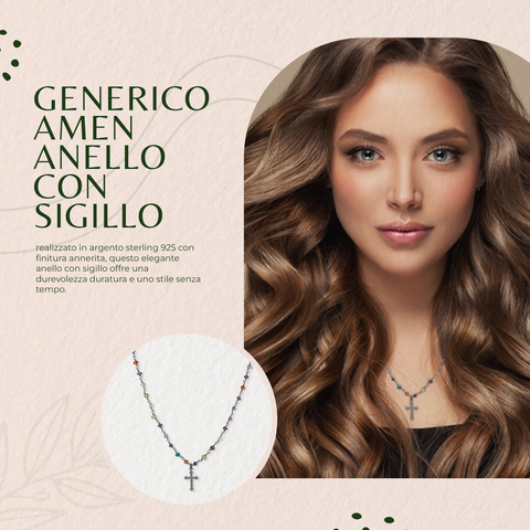 AMEN Anello Donna Ave Maria in Argento 925 mit Sigillo Religioso - Elegantes und einzigartiges Design - AMI