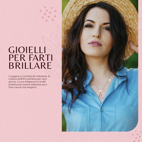 AMEN Collana Donna Cuore di Mamma in Argento con Finitura Oro Rosa – Gioiello Elegante e Significativo, CPIERR