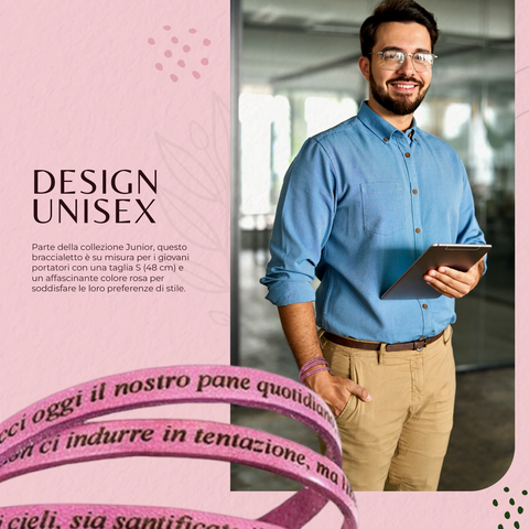 AMEN Bracciale Unisex in Pelle Fucsia | Elegante e Regolabile | Accessorio Moderno e Raffinato, PNIT04-60