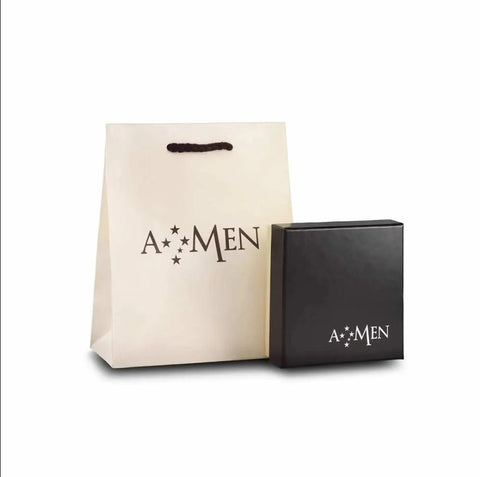 AMEN Bracciale Donna con Perla Murano Nera e Ciondolo in Argento 925, AD8N