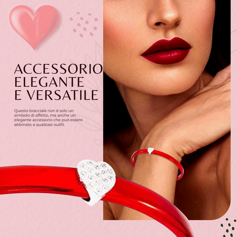 AMEN Bracciale Donna San in Argento 925 e Termoplastico Rosso Accessorio Elegante e alla Moda 17 cm, TC08-17
