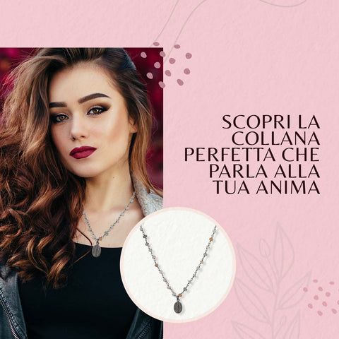 AMEN Collana Donna Amen Romance Argento 925 con Pietra di Luna Multicolore, 70 cm, PL70NM