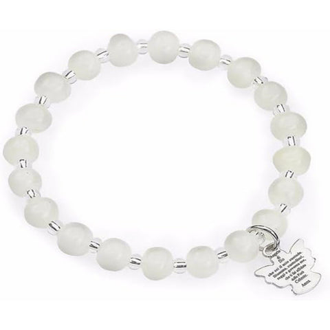 AMEN Bracciale Angelo Di Dio in Vetro di Murano con Perle e Ciondolo in Argento - ADJA