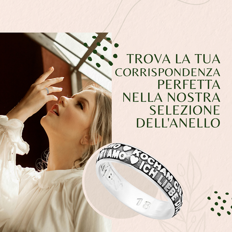 AMEN Anello Donna in Argento 925 – Collezione Ti Amo con Incisione Multilingue, ATAN
