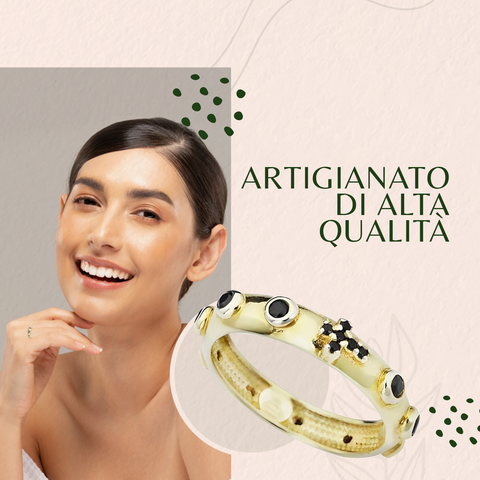 AMEN Rosario Argento 925 con Zirconi e Pietre Gialle | Gioiello Elegante - AROGN