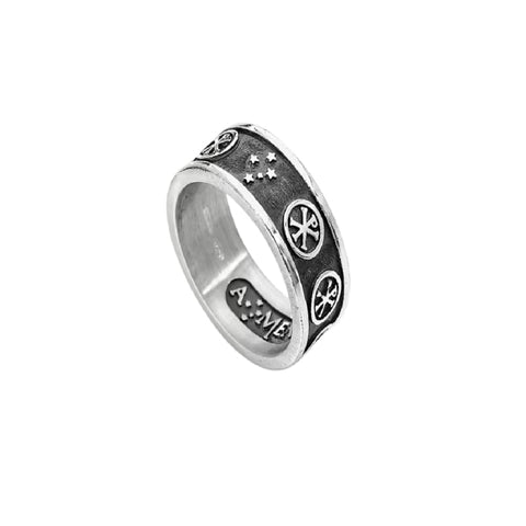 Anello AMEN Pax da donna in argento 925 con finitura nera, PAXN-16
