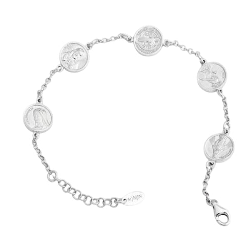 AMEN Bracciale Donna in Argento 925 con Pietra e Chiusura Regolabile a Moschettone, BRSAM2