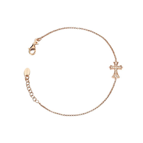 AMEN Bracciale Donna in Argento con Zirconi e Ciondolo Croce – Gioiello Elegante con Chiusura a Moschettone, BRCZR3