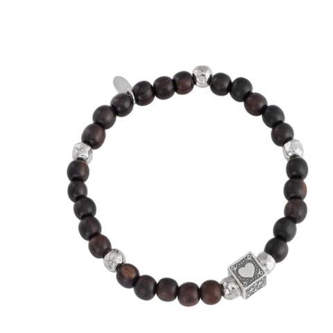 AMEN Bracciale Uomo Fede Speranza e Carità in Argento e Ebano – Gioiello Spirituale Elasticizzato, Diametro 7 cm, BE1