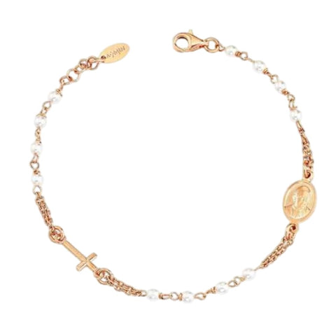 AMEN Bracciale Donna in Argento 925 con Croce e Pietra – Gioiello Elegante con Chiusura a Moschettone, BRORS3