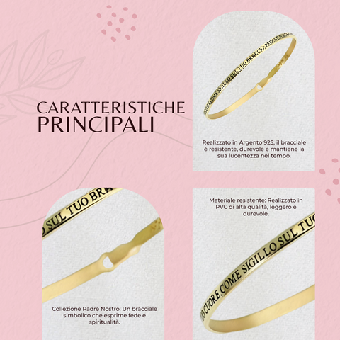 AMEN Bracciale Donna Argento 925 con Iscrizione Set Me As A Seal Upon Your Heart Love Is Strong As Death, SC007-S