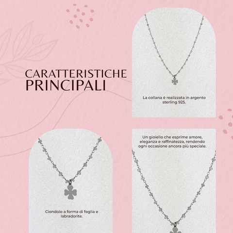 AMEN Collana Romantica in Argento 925 mit Nebel und Labradorit - LA70NQ