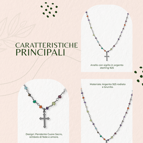 AMEN Anello Donna Ave Maria in Argento 925 mit Sigillo Religioso - Elegantes und einzigartiges Design - AMI
