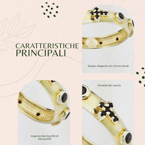AMEN Rosario Argento 925 con Zirconi e Pietre Gialle | Gioiello Elegante - AROGN