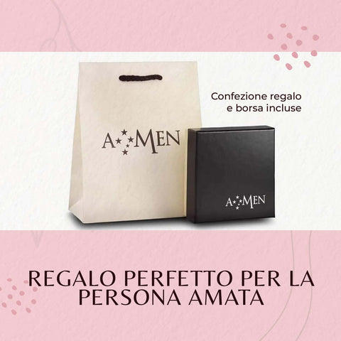 AMEN Collana Donna Amen Romance Argento 925 con Pietra di Luna Multicolore, 70 cm, PL70NM