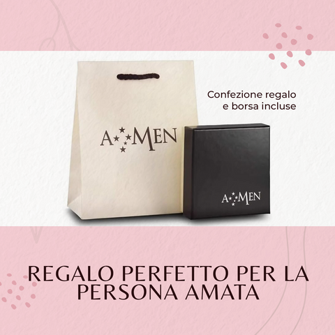 AMEN Bracciale Pelle Uomo con Preghiera e Chiusura Magnetica - ASADIT04