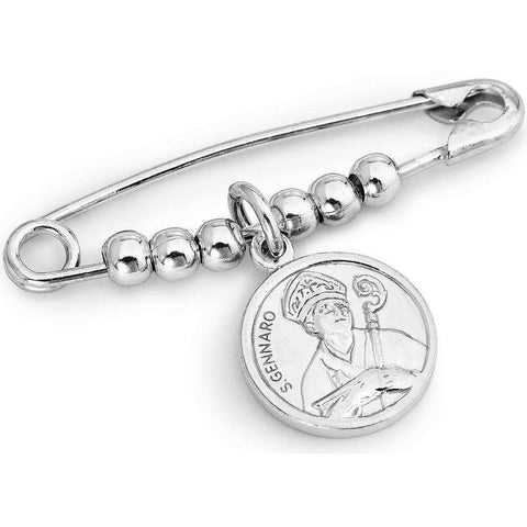 Amen Spilla Unisex Collezione Santi in Argento 925 | Spilla Portafortuna per Bambini e Neonati | Accessorio Elegante e Raffinato, SBSG