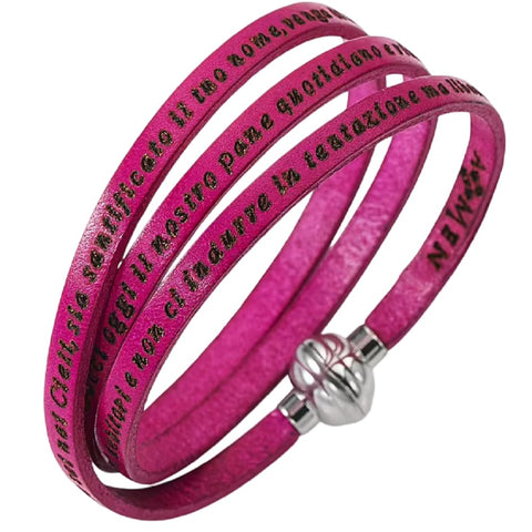 AMEN Bracciale Donna in Pelle con Incisione Padre Nostro | Gioiello Elegante da Polso | Collezione Preghiera, PNIT10-54