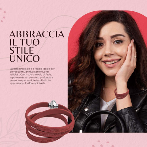 AMEN Bracciale Unisex Padre Nostro in Gomma Marrone | Gioiello con Simbolo di Fede e Speranza, GPN-MAR-60