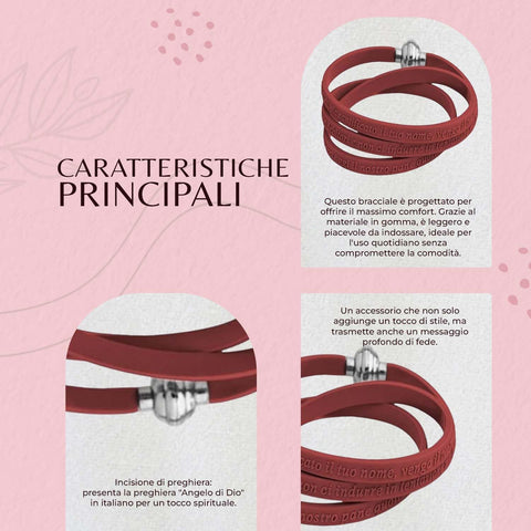 AMEN Bracciale Unisex Padre Nostro in Gomma Marrone | Gioiello con Simbolo di Fede e Speranza, GPN-MAR-60