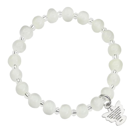 AMEN Bracciale Junior Angelo di Dio con Perle di Murano e Ciondolo in Argento – Elegante Accessorio per Bambina, ADJBI