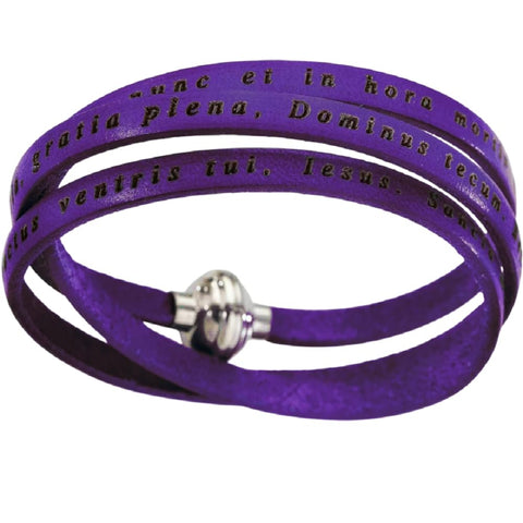 AMEN Bracciale Donna in Pelle con Clip | Collezione Ave Maria Latin | Simbolo Religioso Madonna | Elegante e Resistente, AMLA09-60