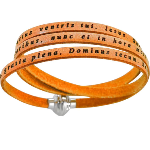 AMEN Bracciale Donna Pelle con Clip | Collezione Ave Maria Latino | Simbolo Religioso Madonna, AMLA12-60