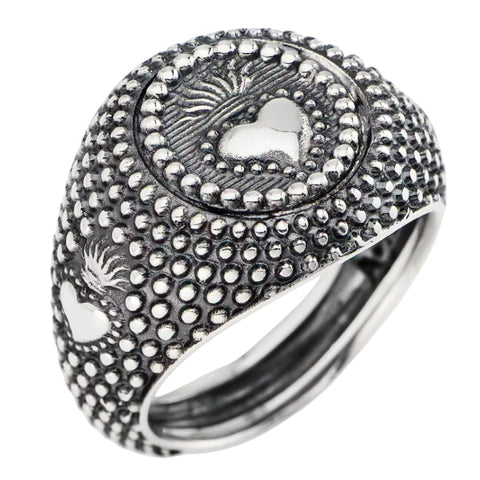 AMEN Anello Unisex in Argento 925 Brunito – Gioiello Elegante Ispirato alla Fede, ASC1
