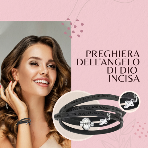 AMEN Bracciale Donna in Argento 925 e Pelle Elegante con Chiusura, ACPNIT02-C-60