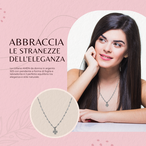 AMEN Collana Romantica in Argento 925 mit Nebel und Labradorit - LA70NQ